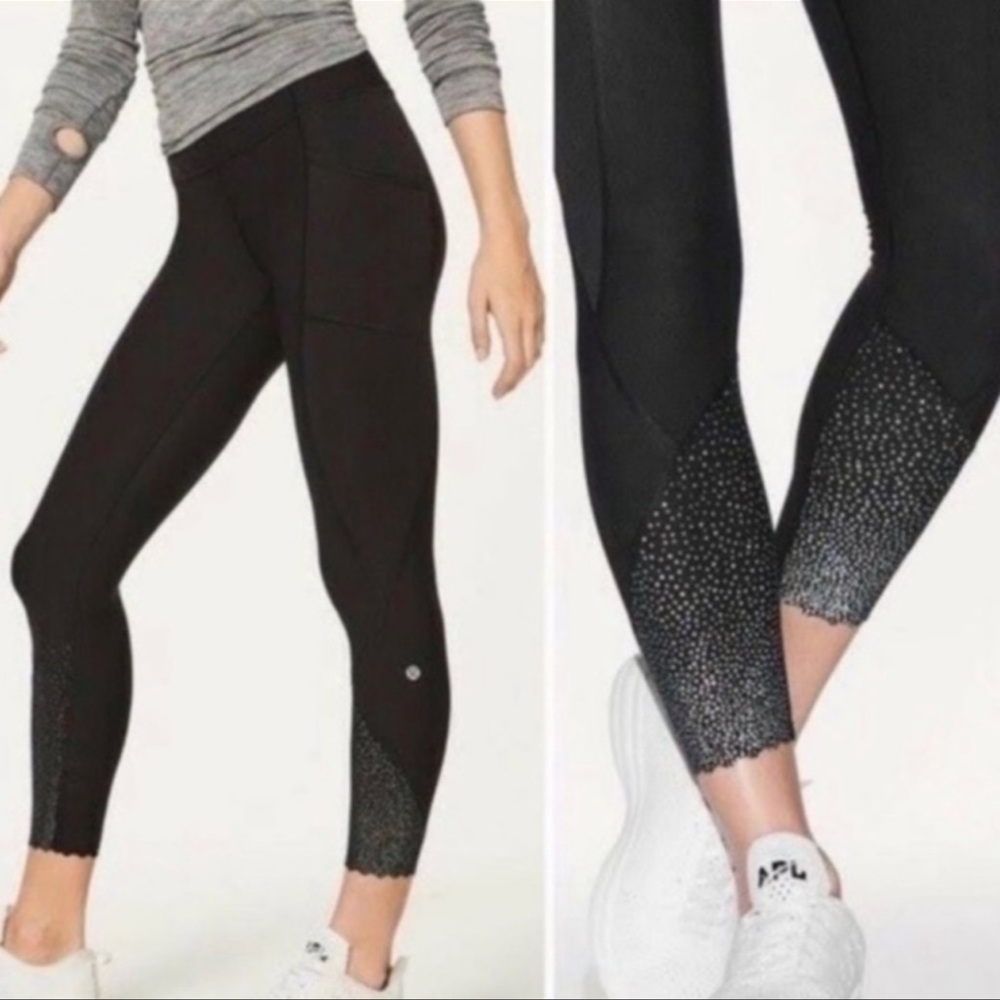 Lululemon 4 tight stuff tights leggings compression reflective black